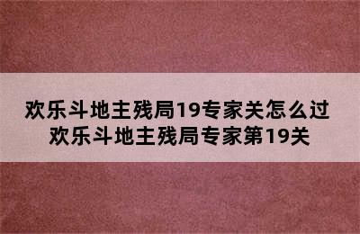 欢乐斗地主残局19专家关怎么过 欢乐斗地主残局专家第19关